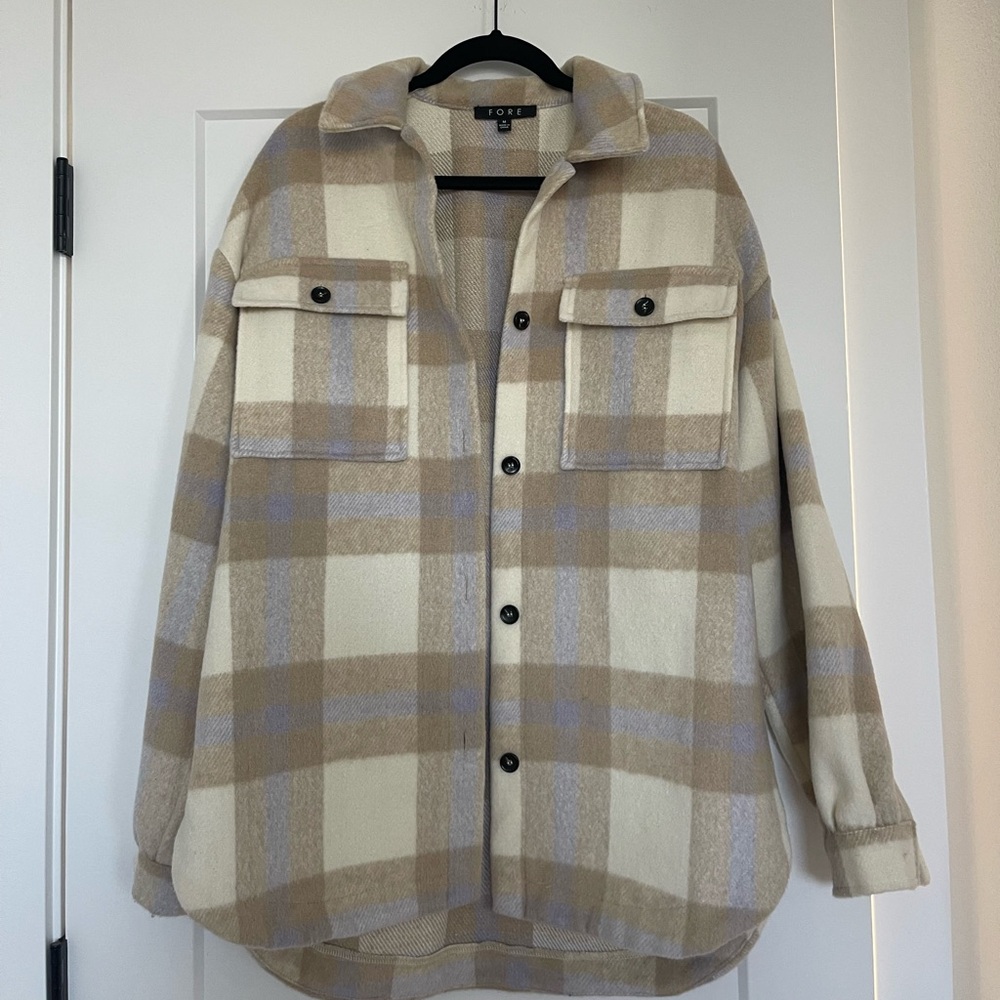 NWT Cozy Beige Plaid Women's Jacket